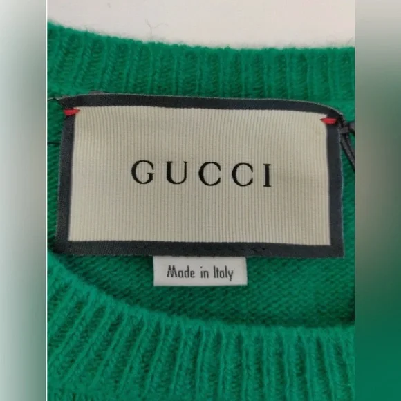 Gucci Green Wool Cashmere Jumper with detachable flower